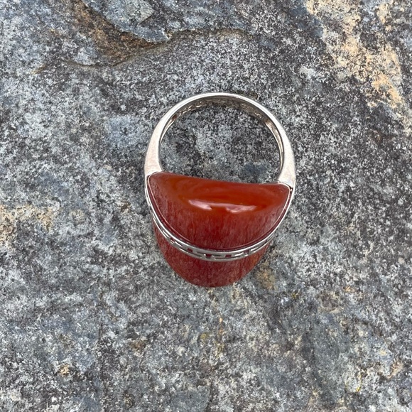 Vintage Carnelian Sterling Modernist Ring - Picture 7 of 9